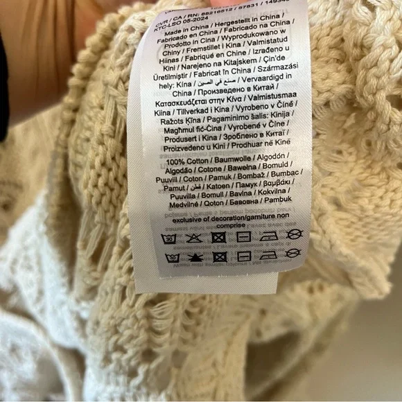 ✨ Boho Crochet Open Knit Cream Cardigan Sz 2X | 100% Cotton - Picture 4 of 8